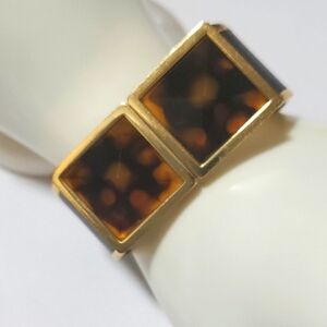 Ann Tayler Tortoise Shell Square Gold Clamper Braclet